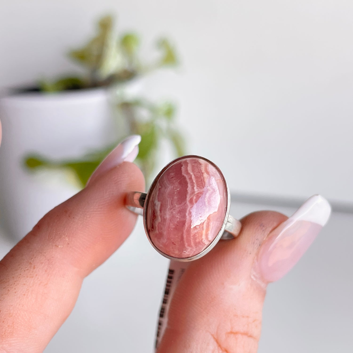 Rhodochrosite Oval Ring Sz9.5