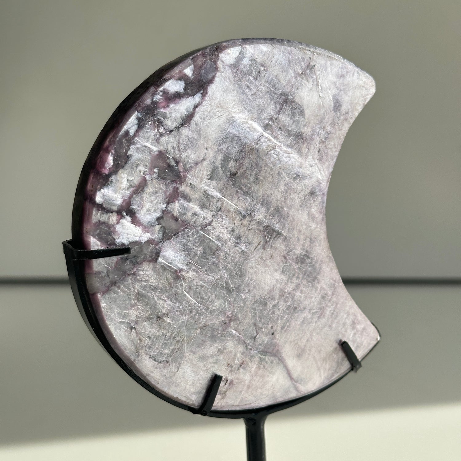 Lepidolite Moon In Stand 10cm