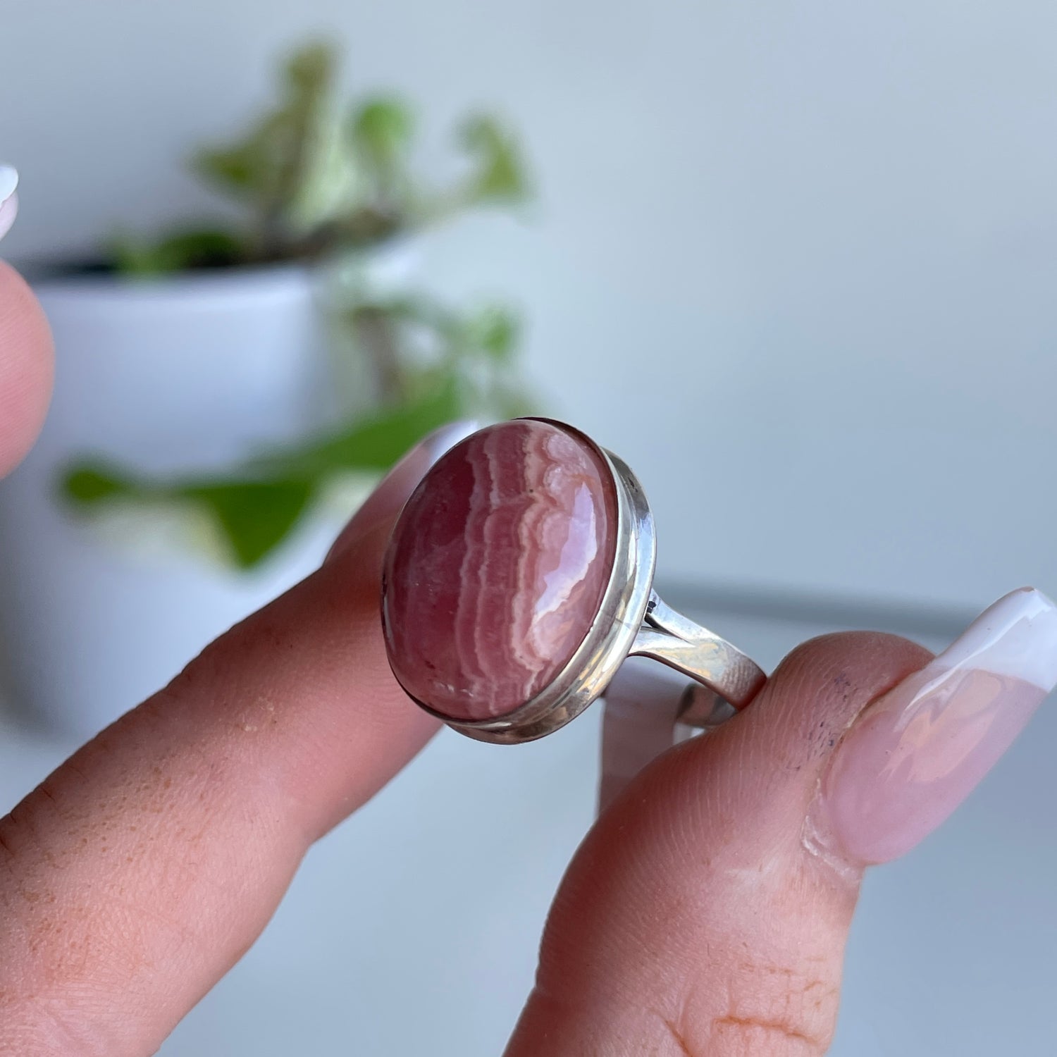 Rhodochrosite Oval Ring Sz9.5