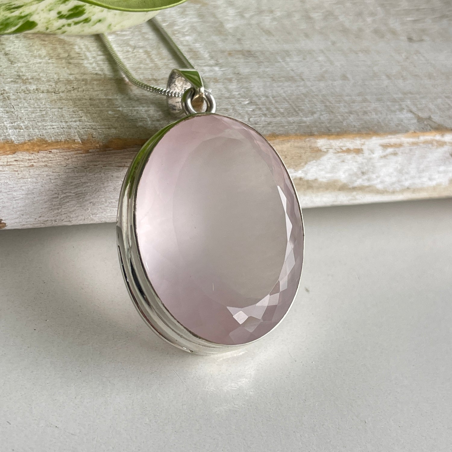 Rose Quartz Faceted Oval Pendant