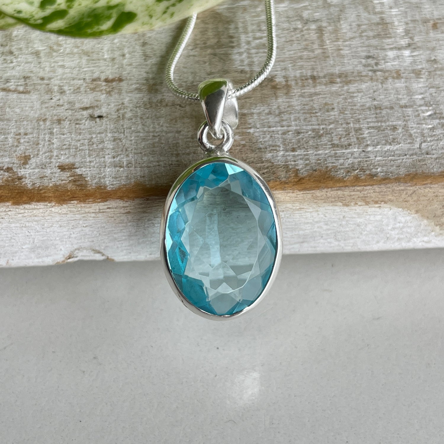 Blue Topaz Oval Pendant
