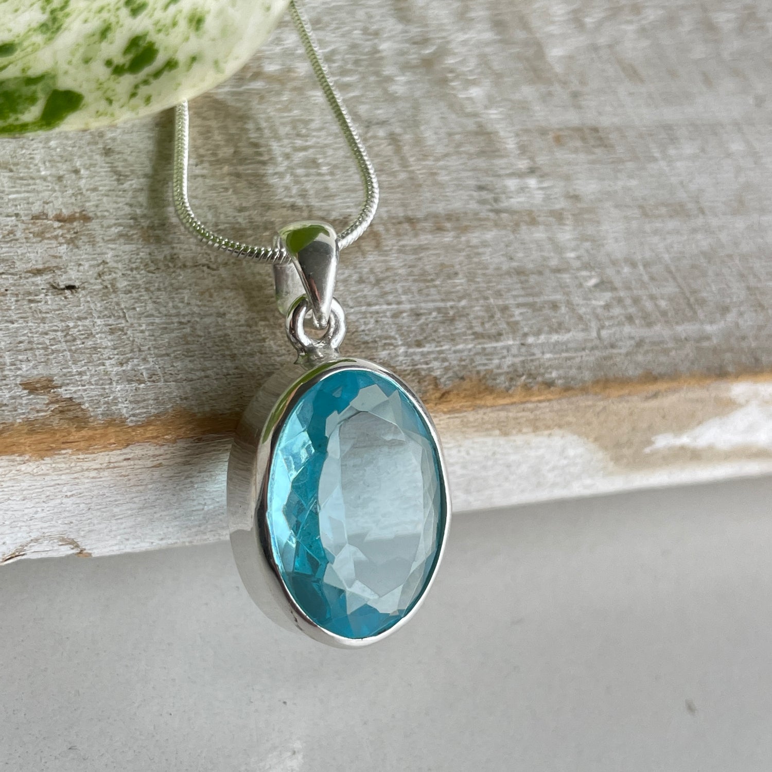 Blue Topaz Oval Pendant