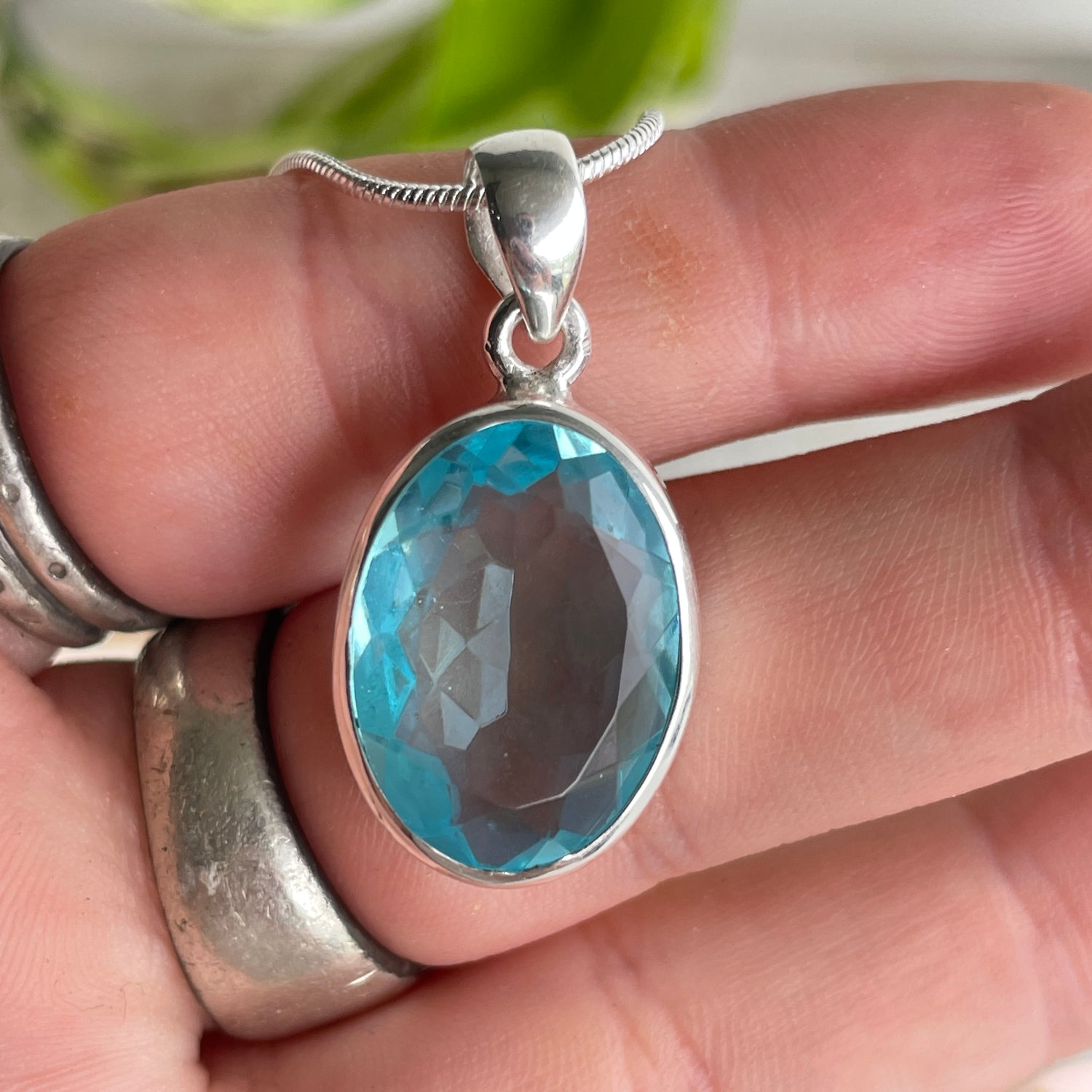 Blue Topaz Oval Pendant