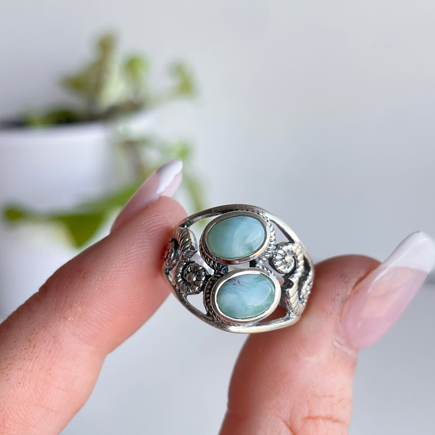 Larimar Detailed Ring Sz7