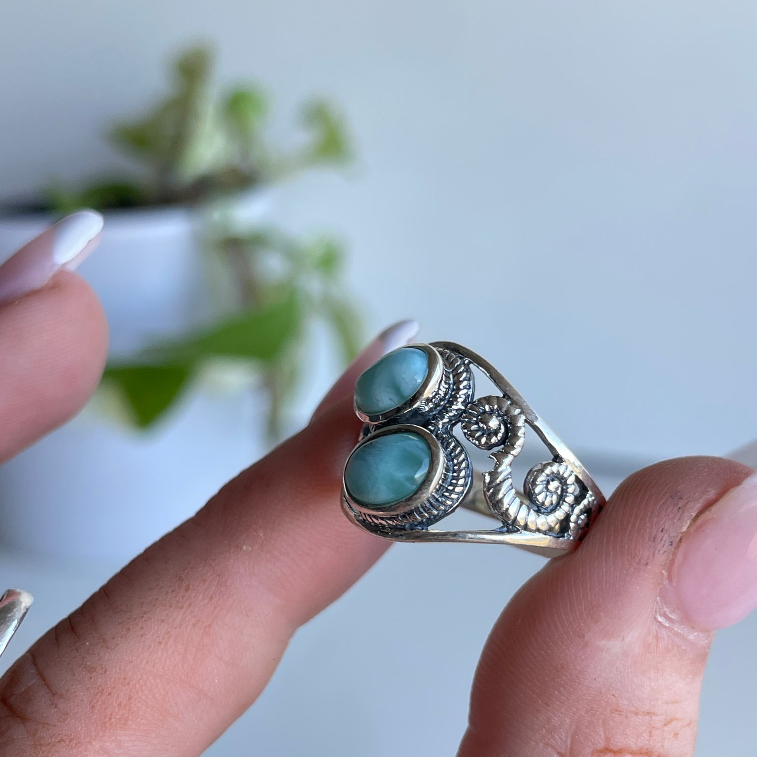 Larimar Detailed Ring Sz7