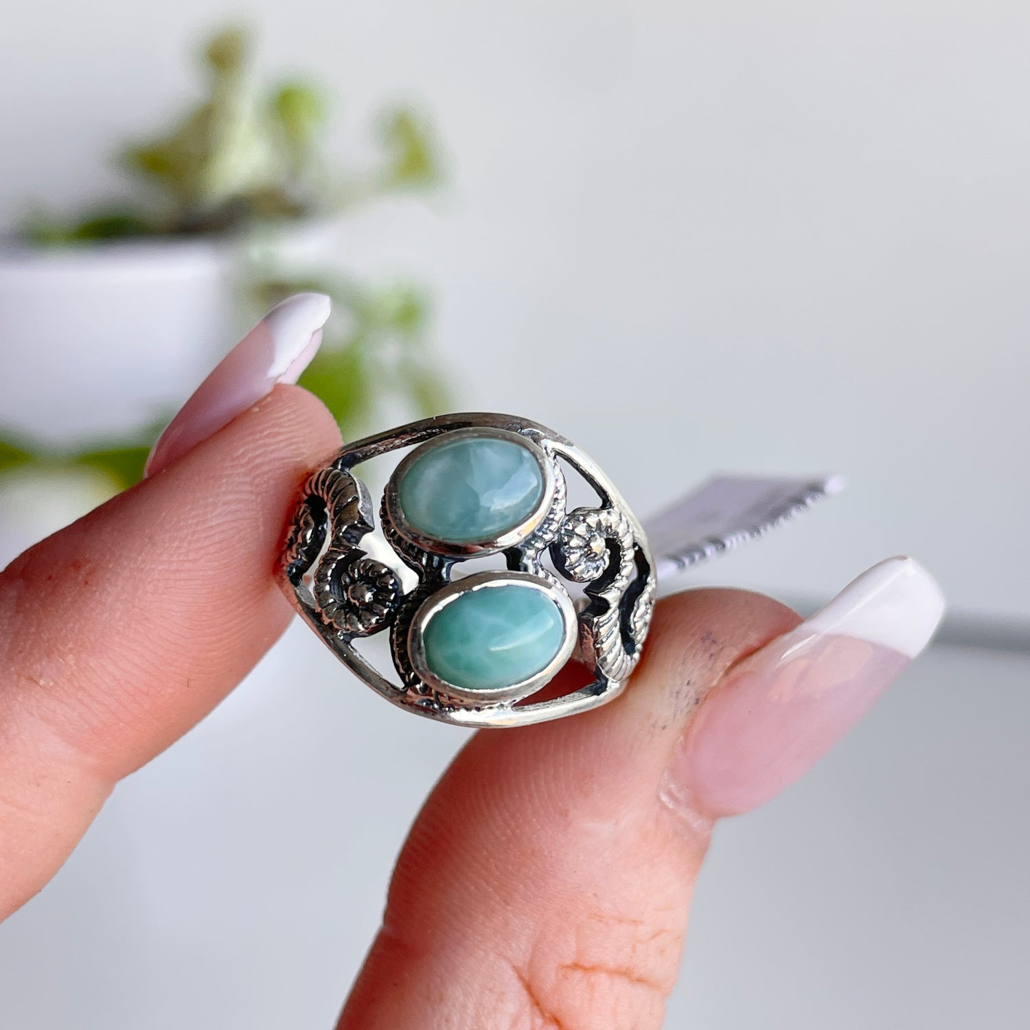 Larimar Detailed Ring Sz8