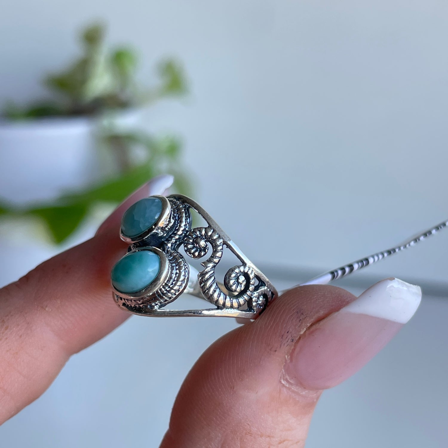 Larimar Detailed Ring Sz8