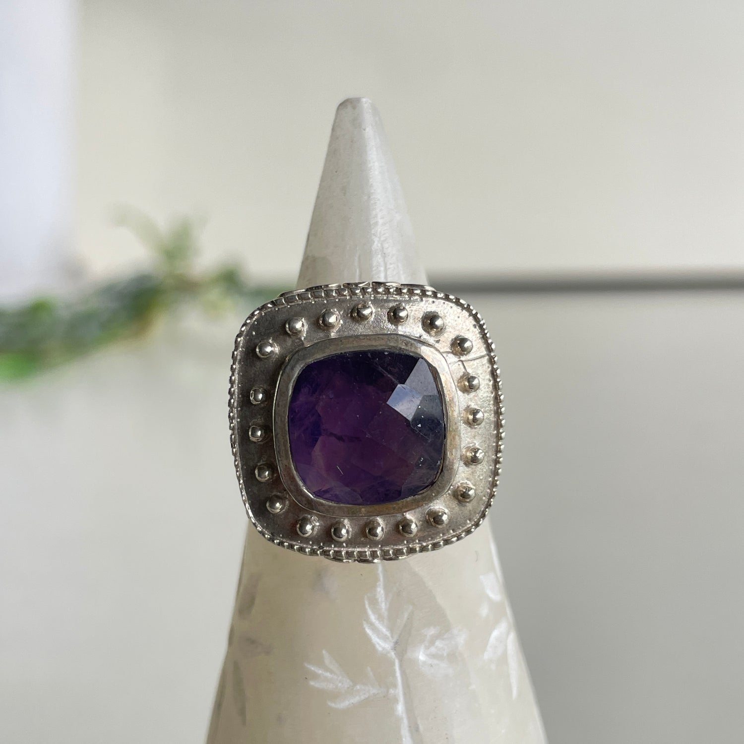 Amethyst Square Ring Sz8