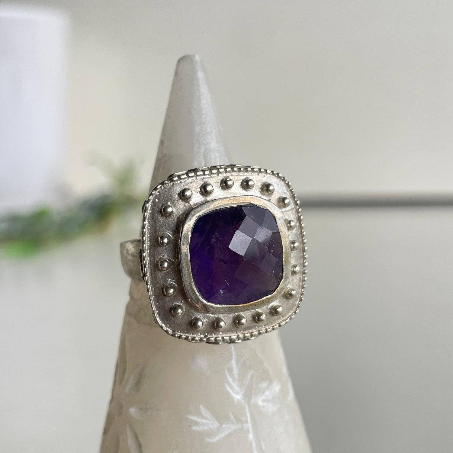 Amethyst Square Ring Sz8