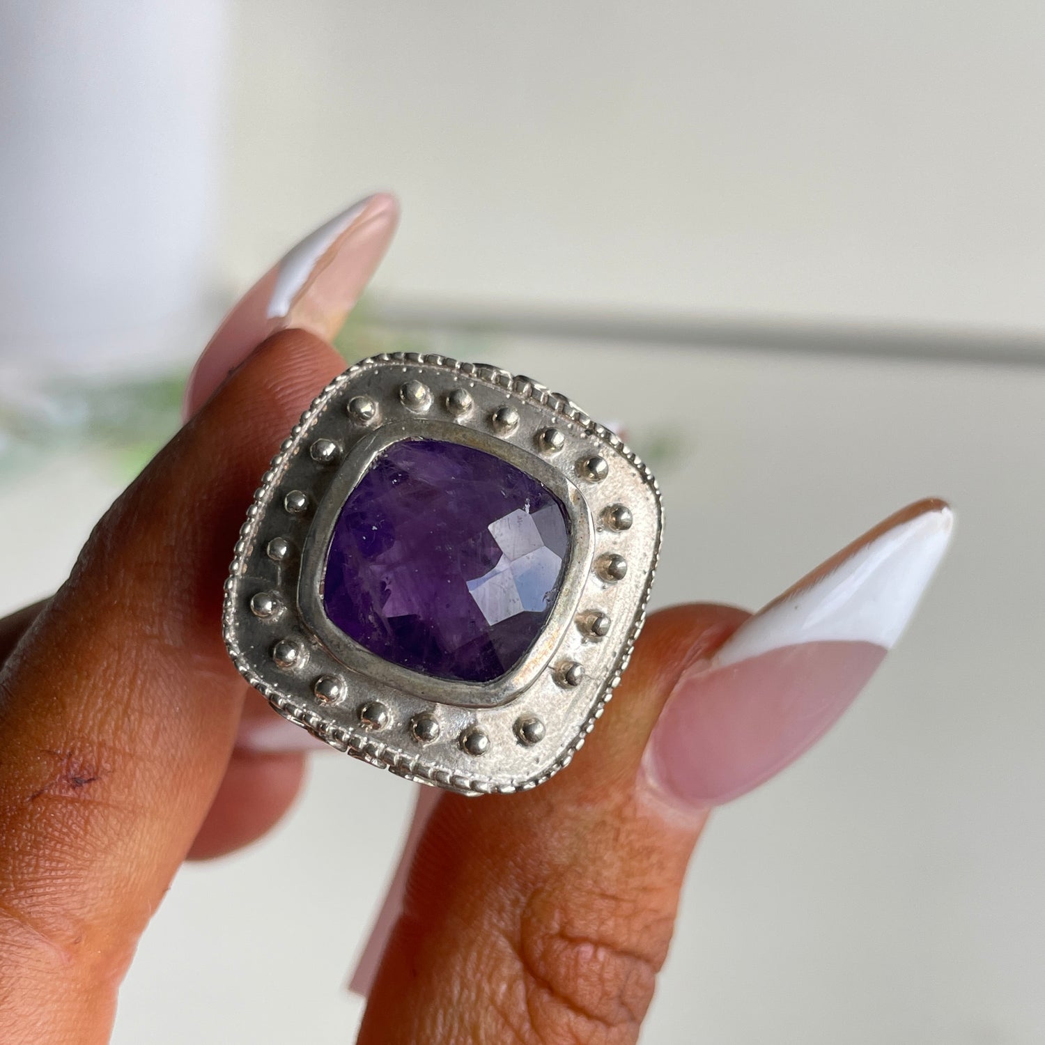Amethyst Square Ring Sz8