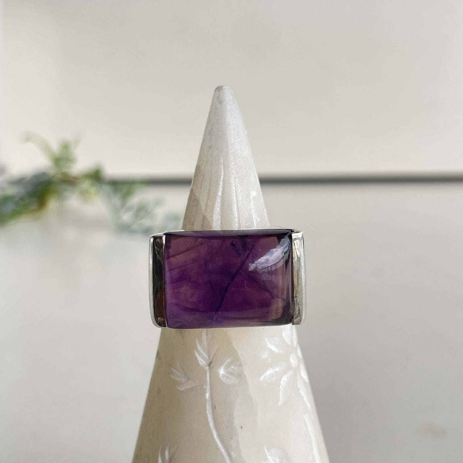 Amethyst Rectangle Ring Sz10