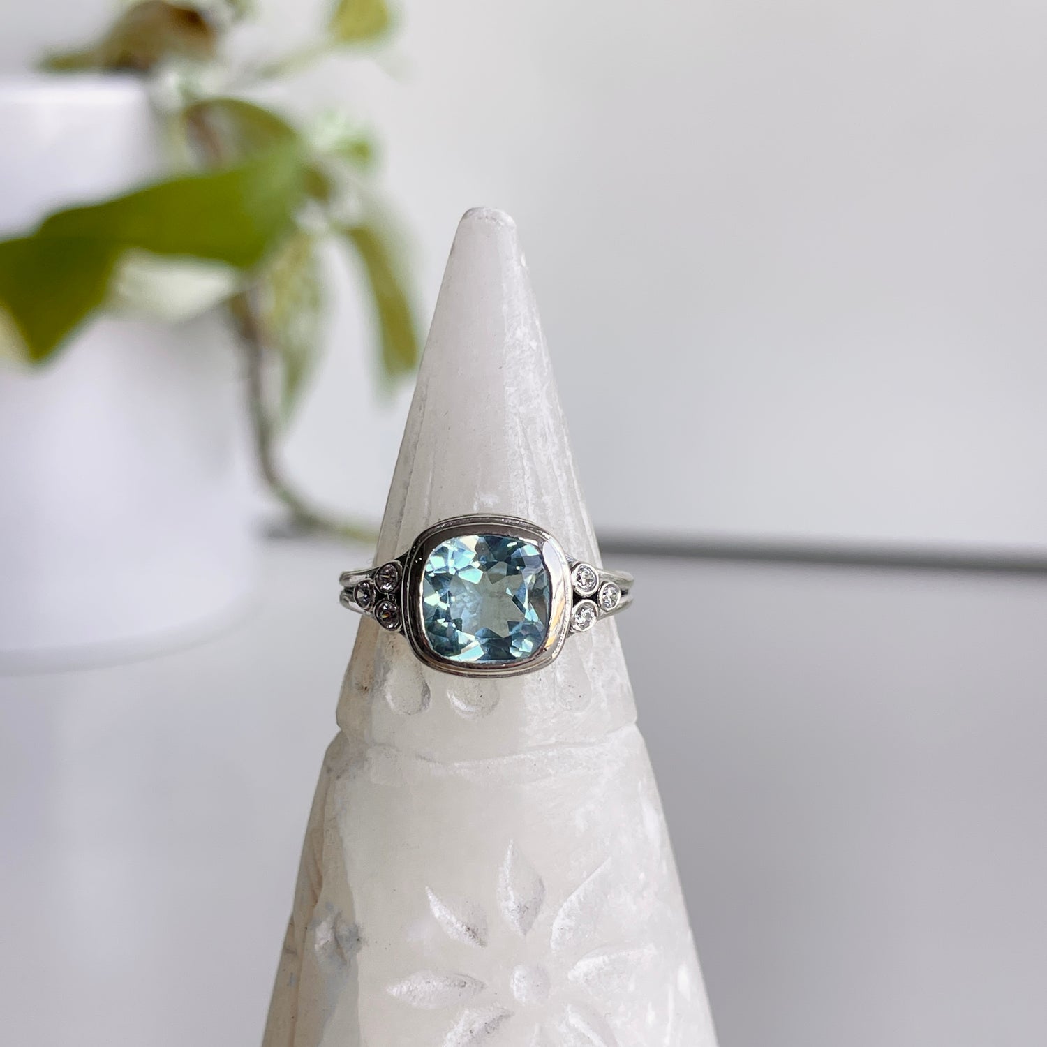 Blue Topaz Square Ring