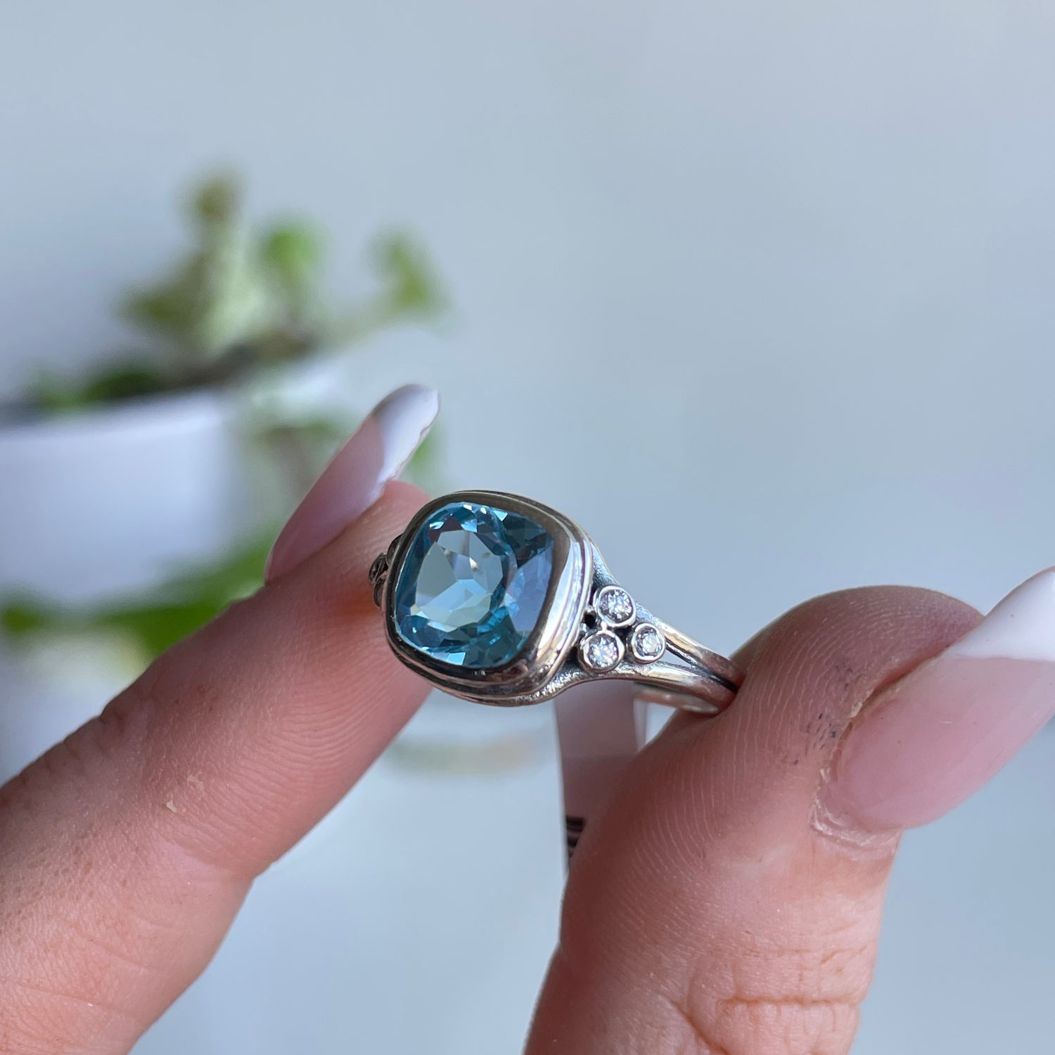 Blue Topaz Square Ring