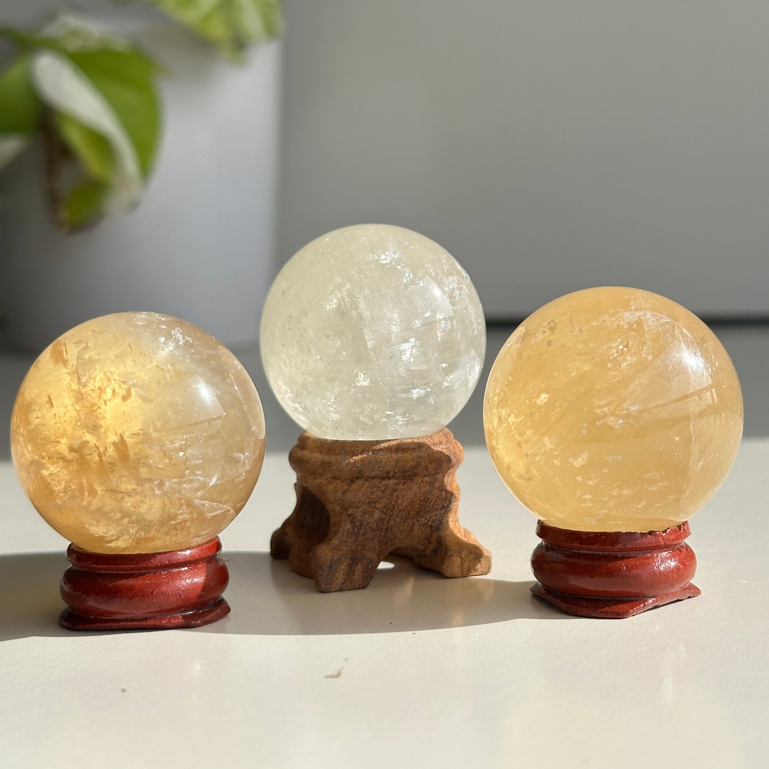 Honey Calcite Sphere 3.5cm - 4cm