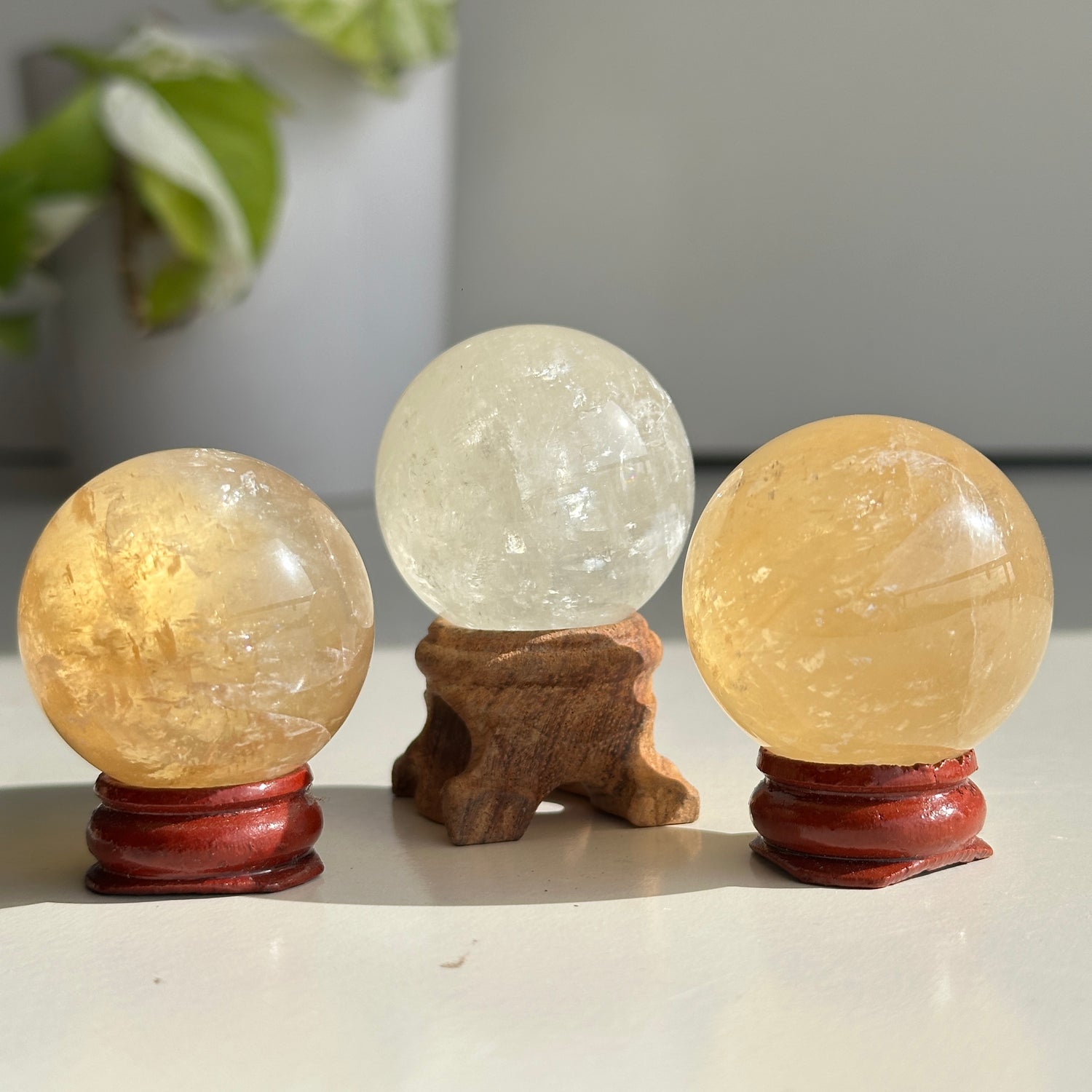 Honey Calcite Sphere 3.5cm - 4cm