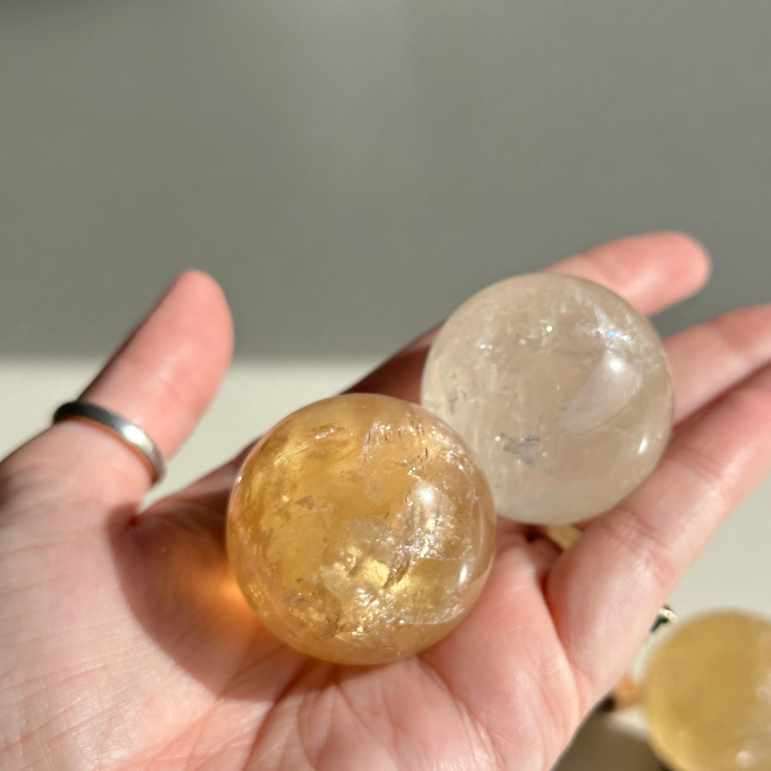 Honey Calcite Sphere 3.5cm - 4cm