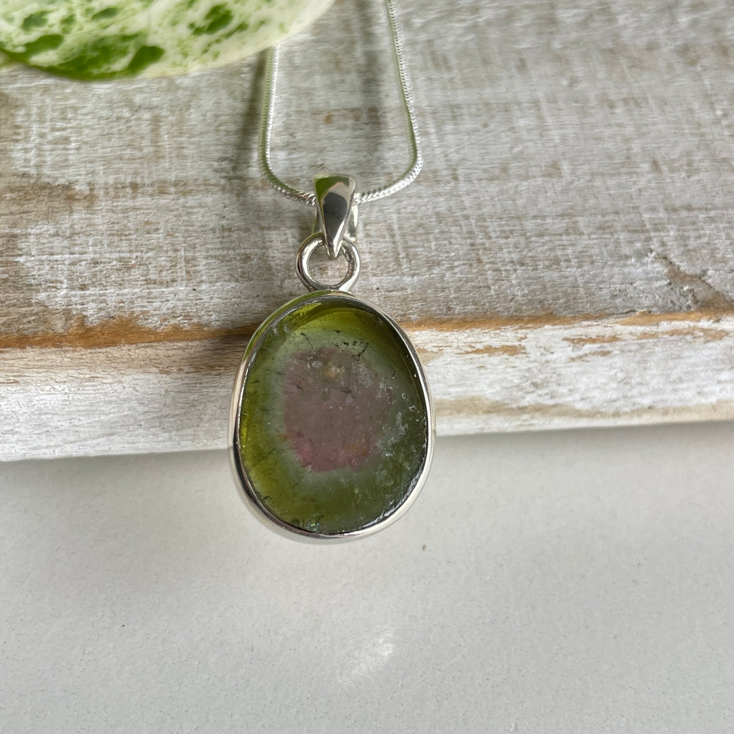Watermelon Tourmaline Freeform Pendant