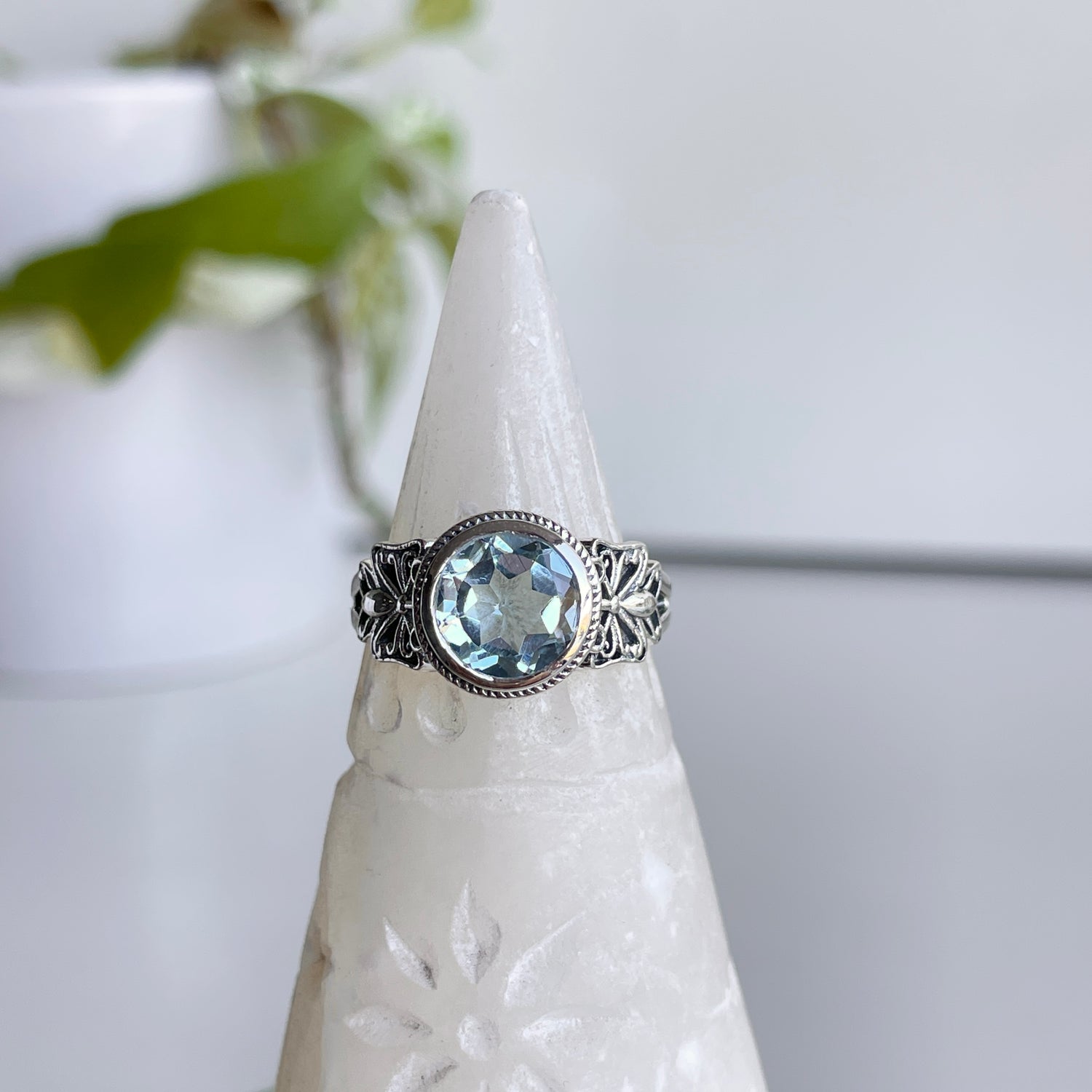 Blue Topaz Butterfly Ring