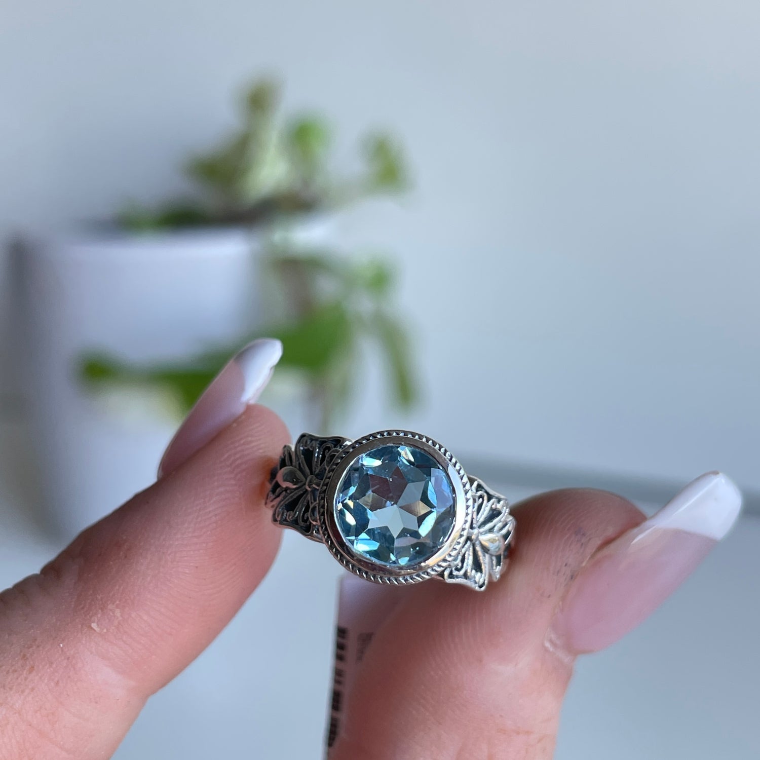 Blue Topaz Butterfly Ring