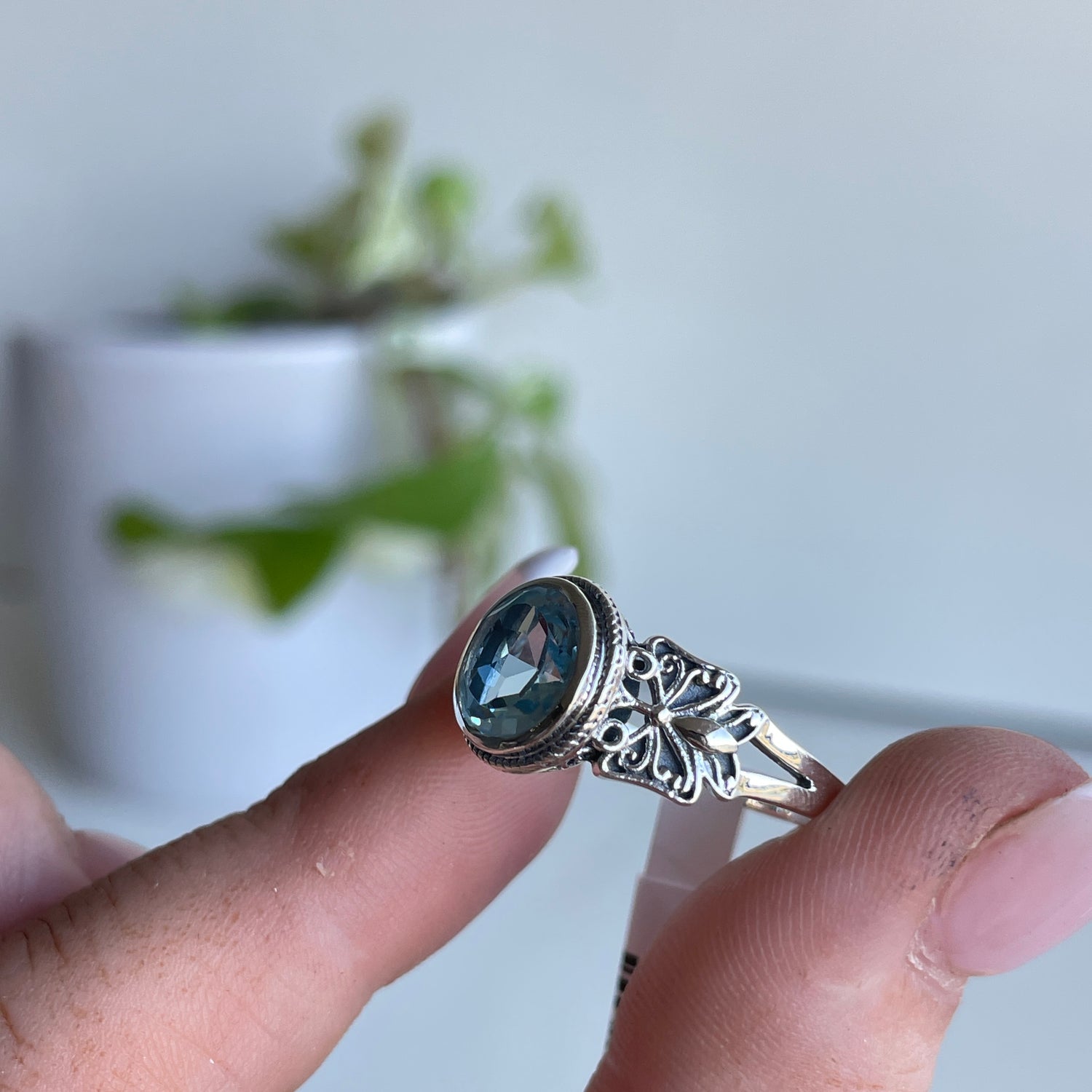 Blue Topaz Butterfly Ring
