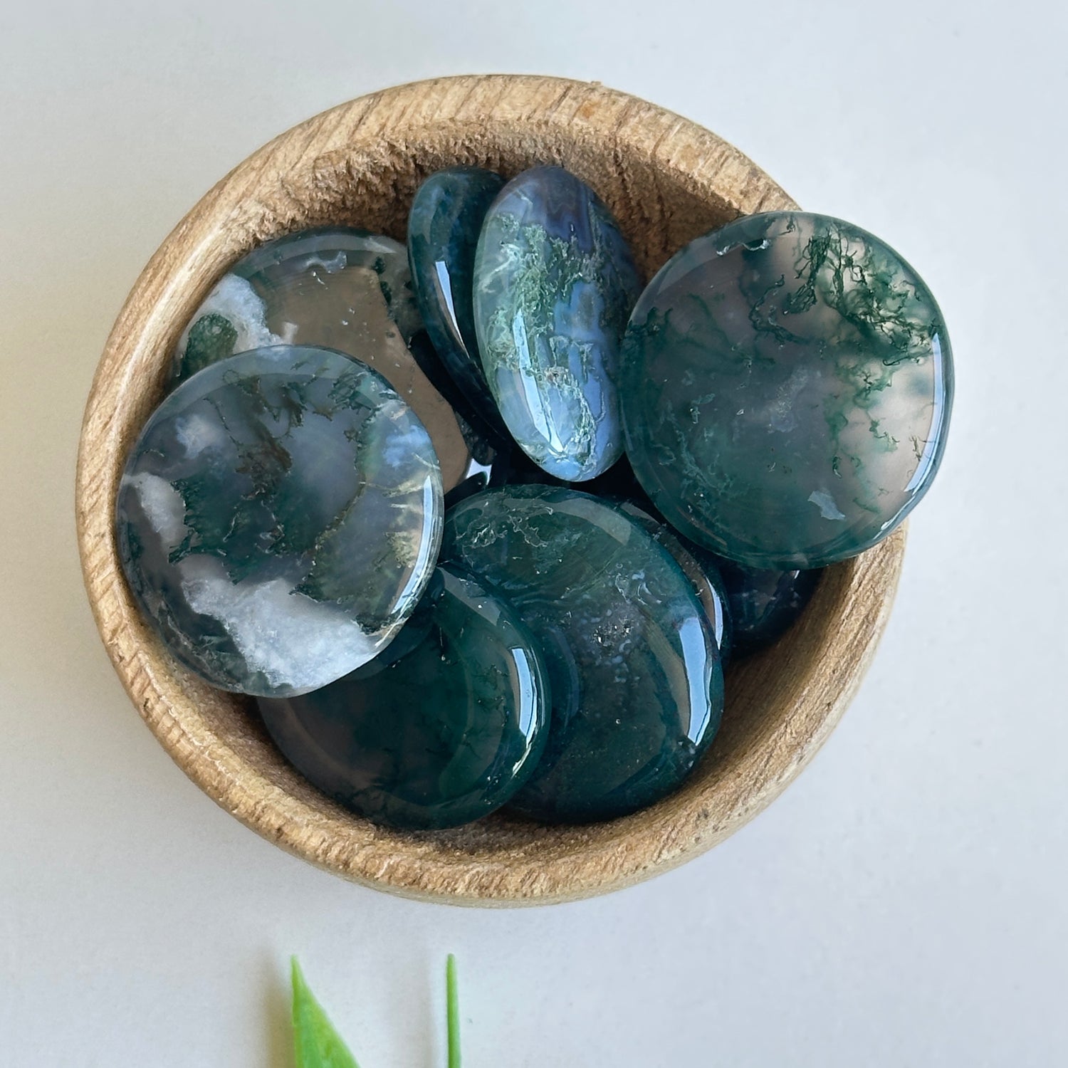 Moss Agate Flat Stone Bra Buddy