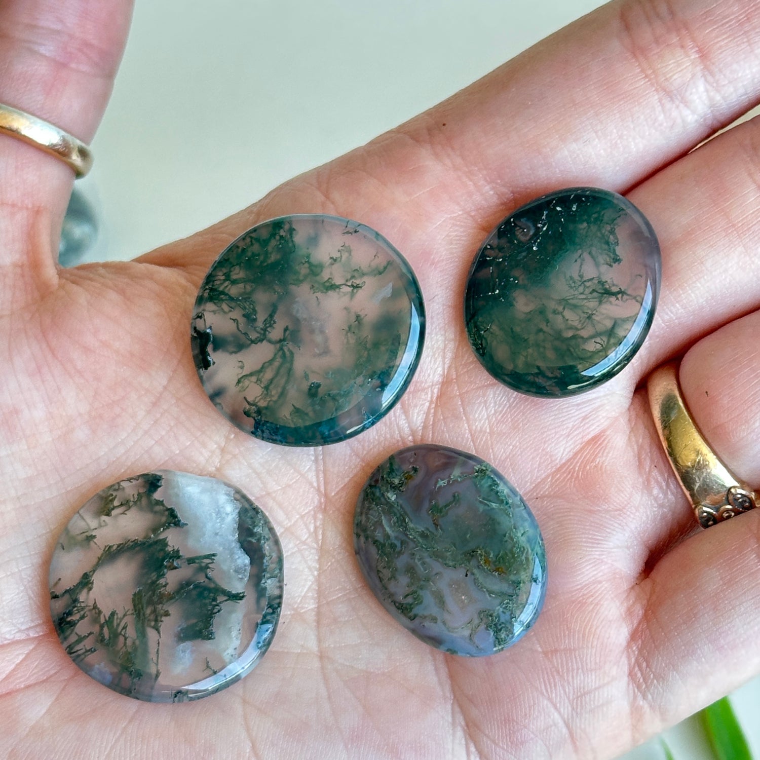 Moss Agate Flat Stone Bra Buddy