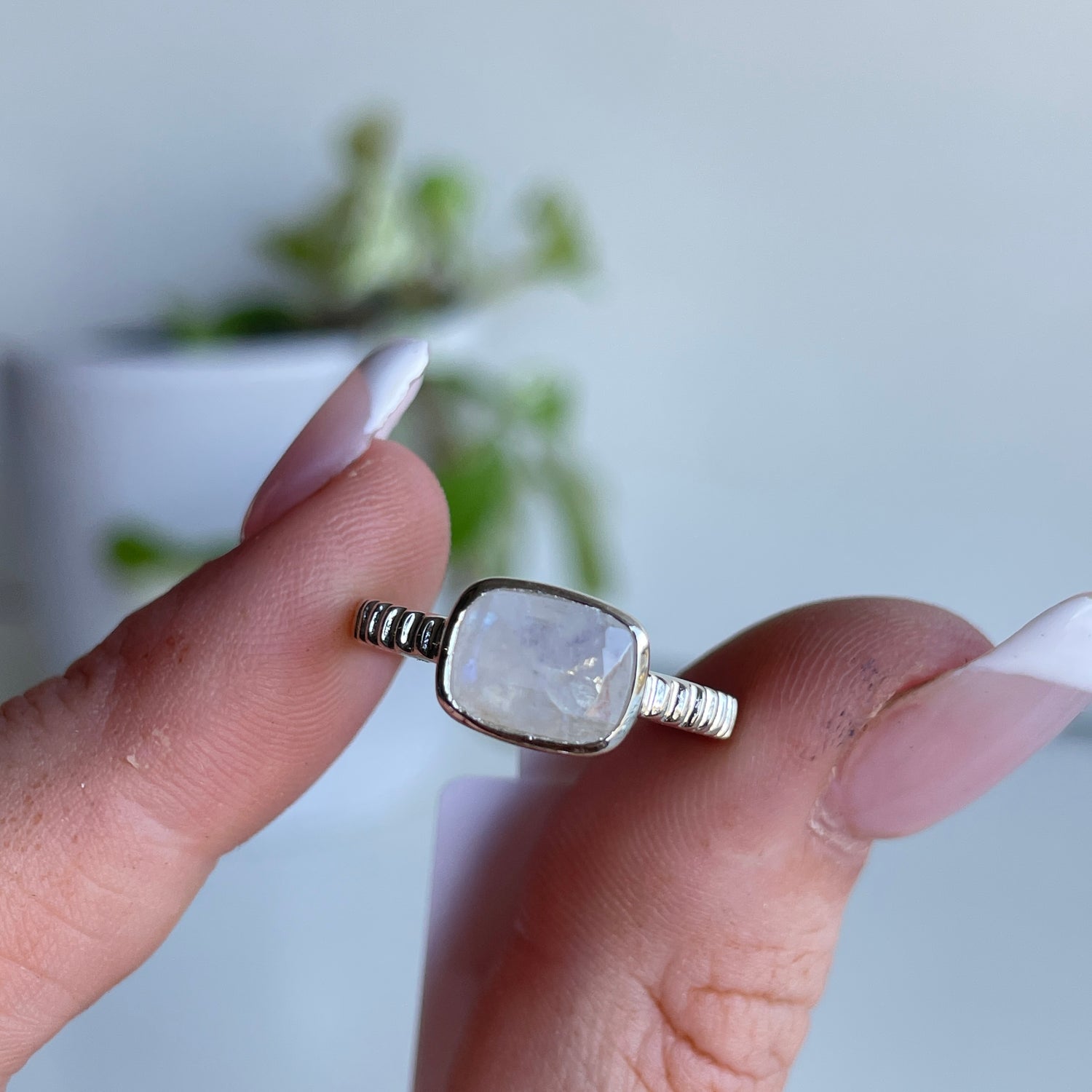 Moonstone Rectangle Ring