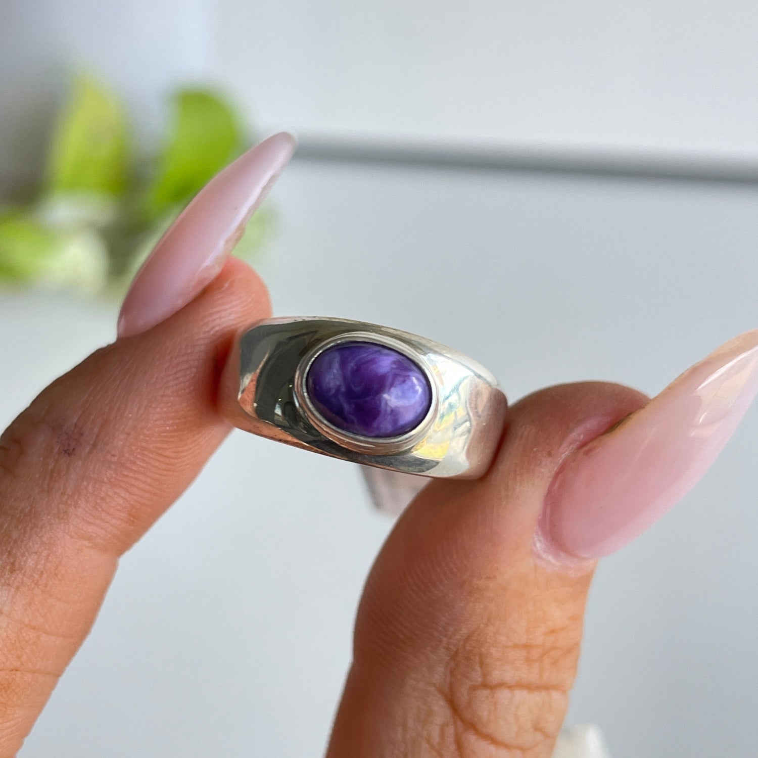 Charoite Oval Ring Sz7 007