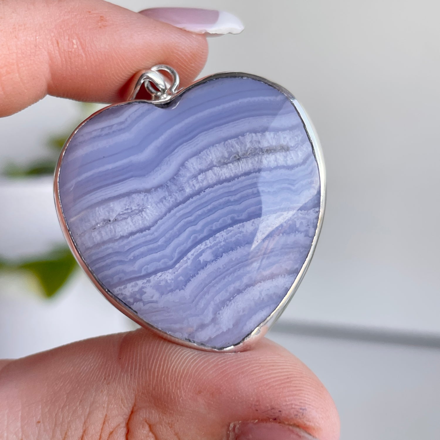 Blue Lace Agate Heart Pendant