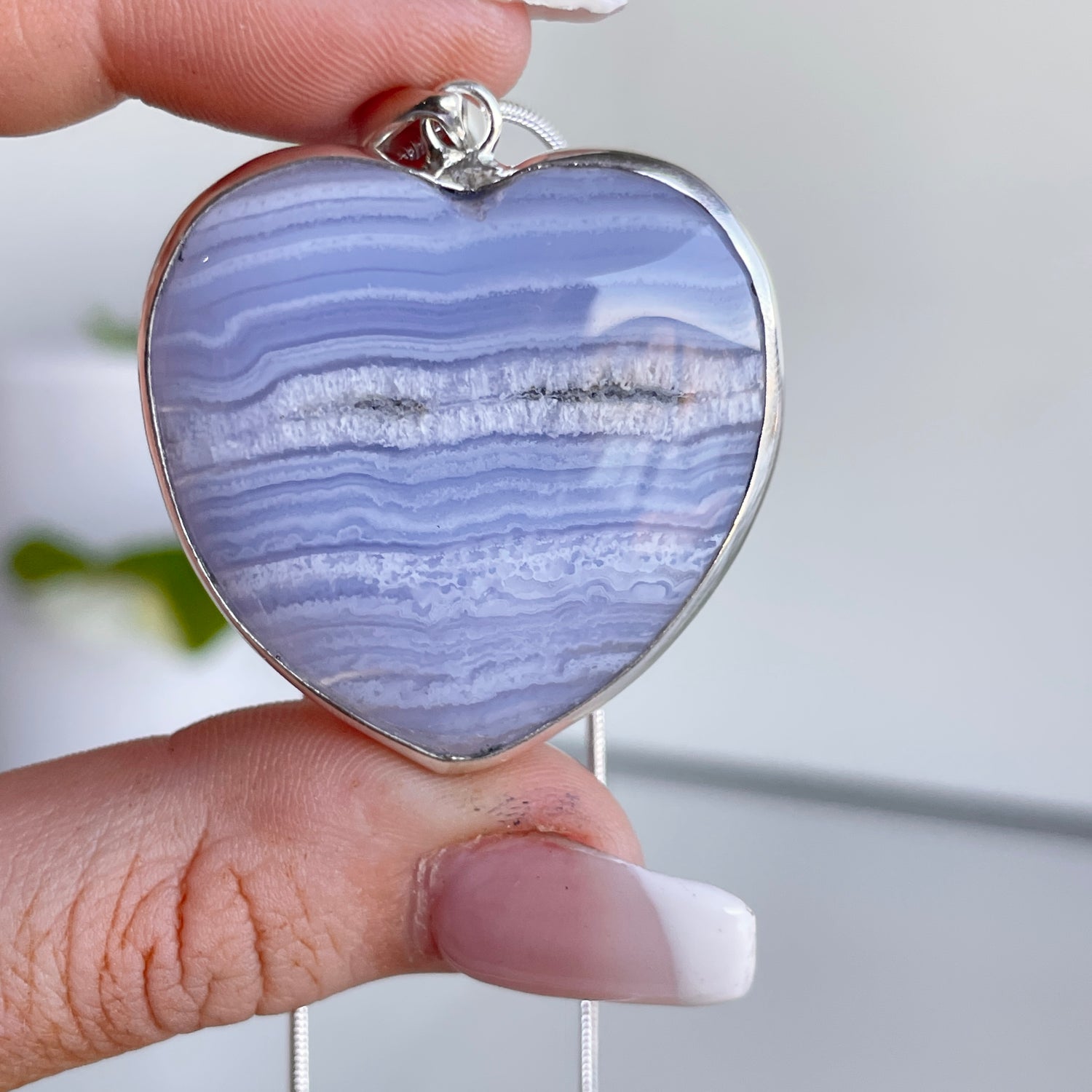 Blue Lace Agate Heart Pendant