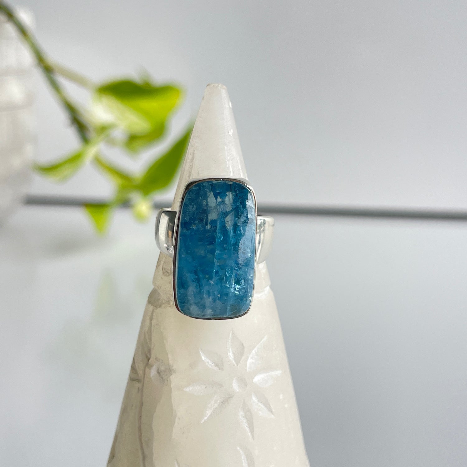 Aquamarine Rectangle Ring Sz7