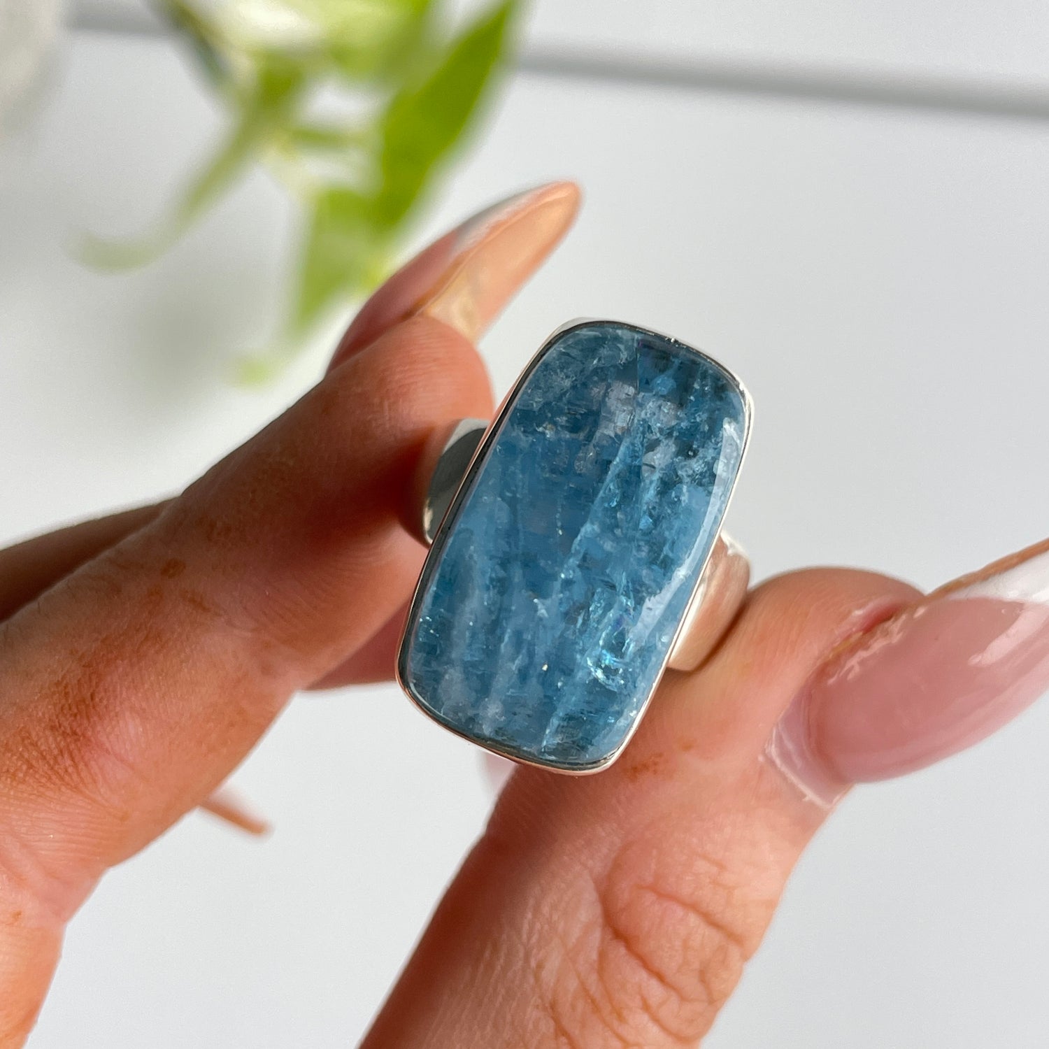 Aquamarine Rectangle Ring Sz7
