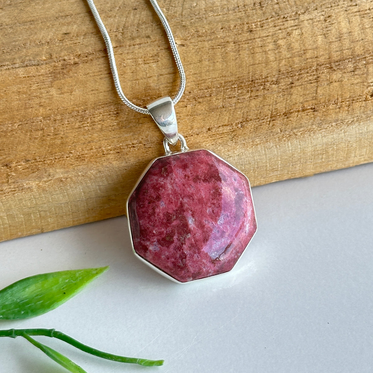 Thulite Hex Pendant