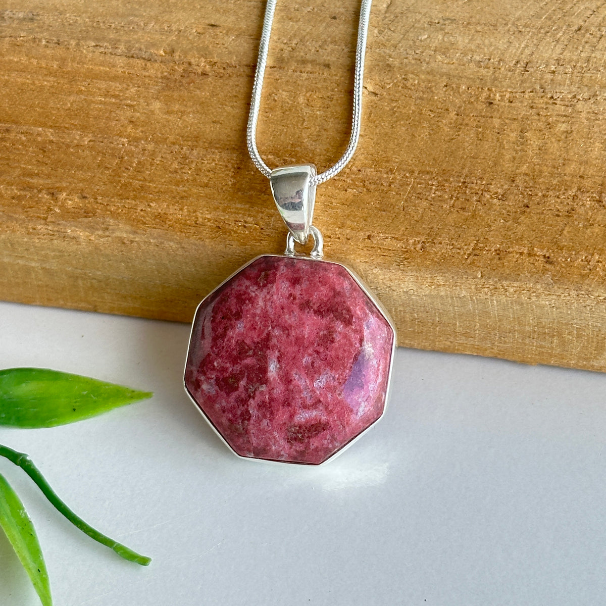 Thulite Hex Pendant