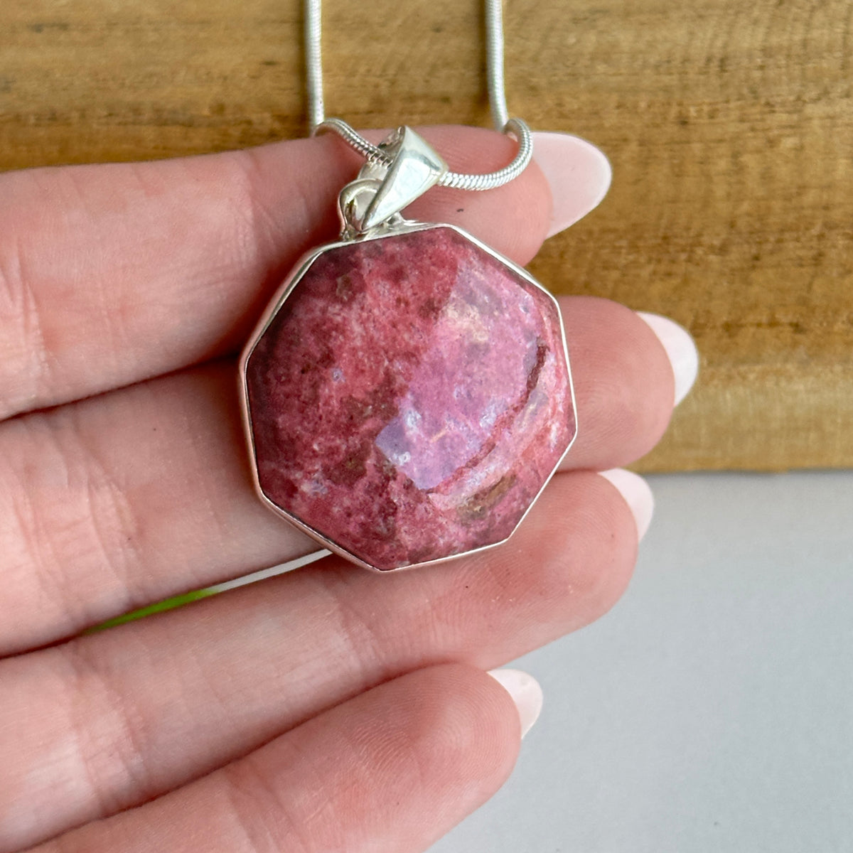 Thulite Hex Pendant