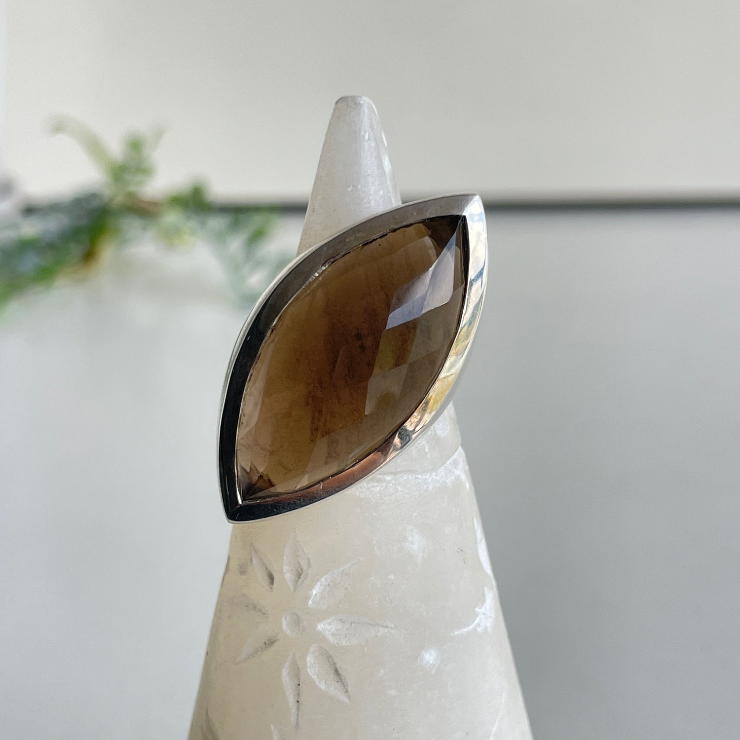 Smoky Quartz Marquise Ring Sz8