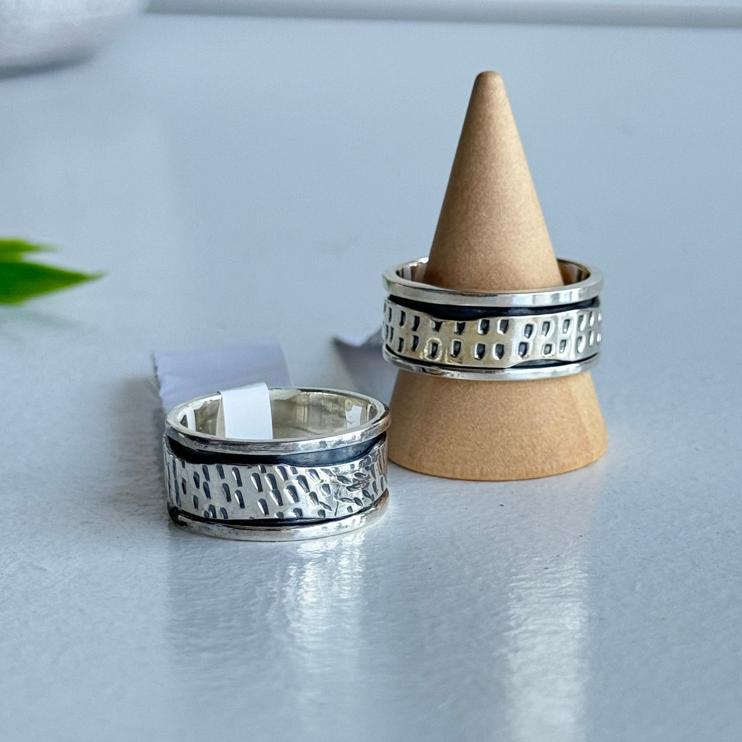 Silver Single Band Spinner Ring 002