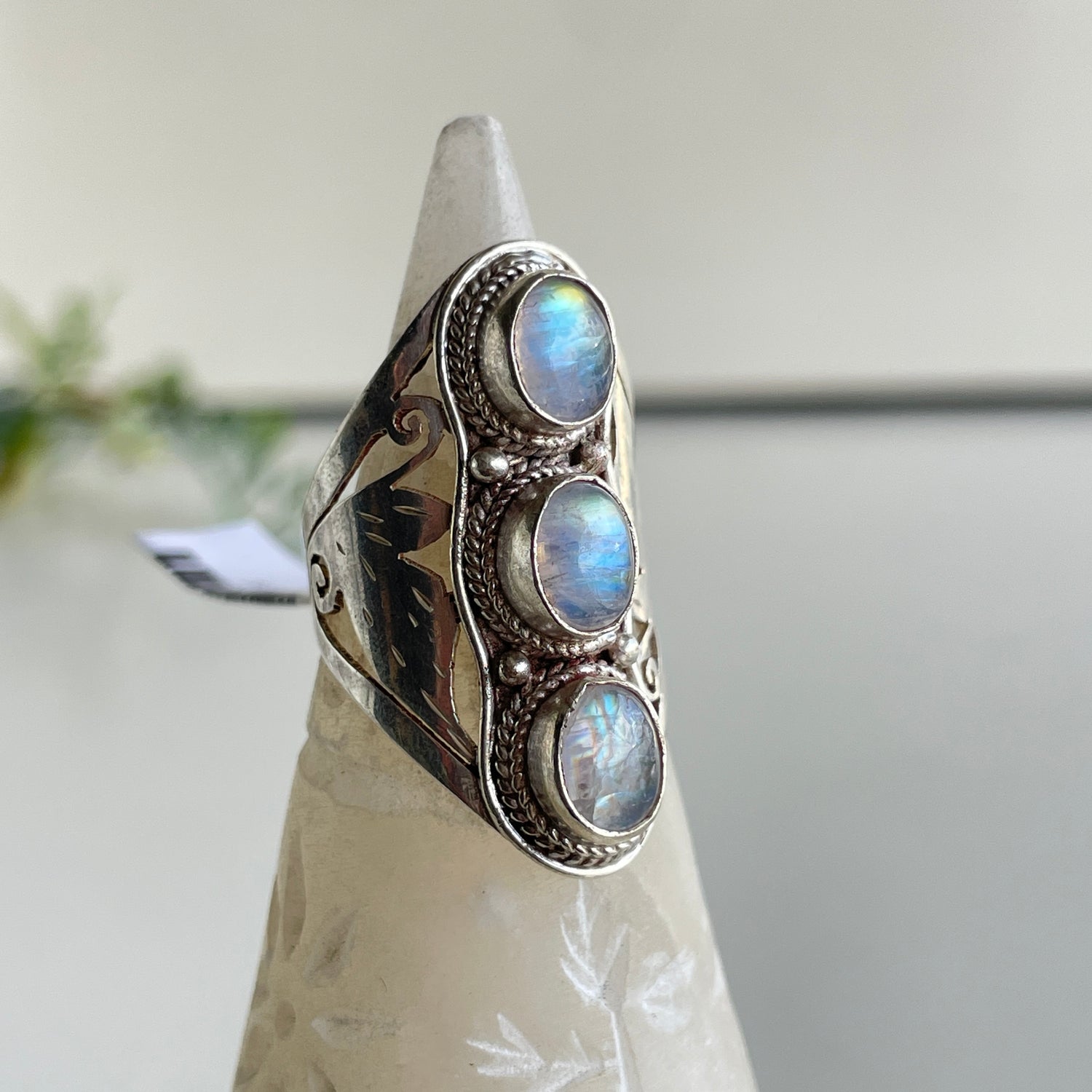 Moonstone Triple Stone Ring Sz8