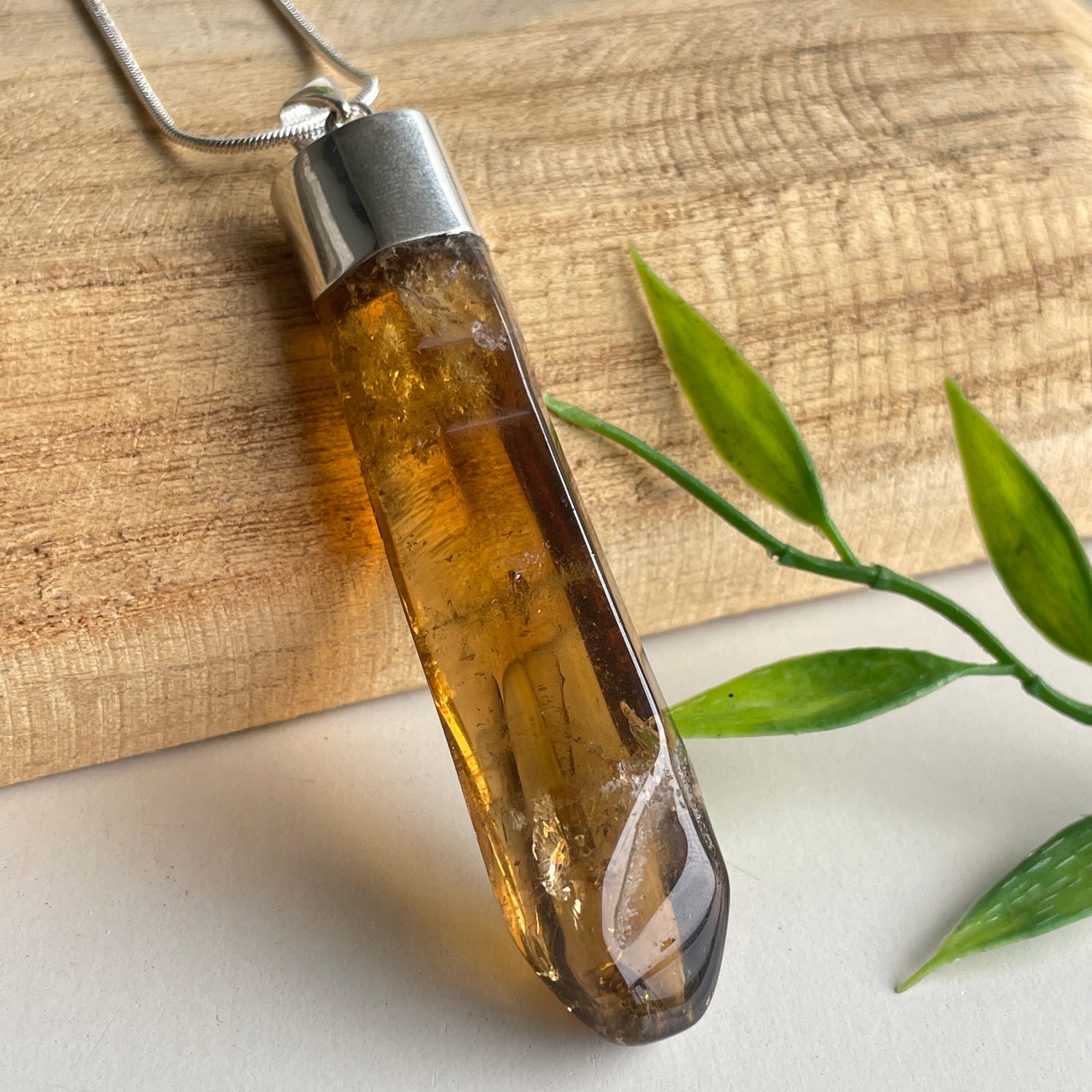 African Citrine Freeform Pendant