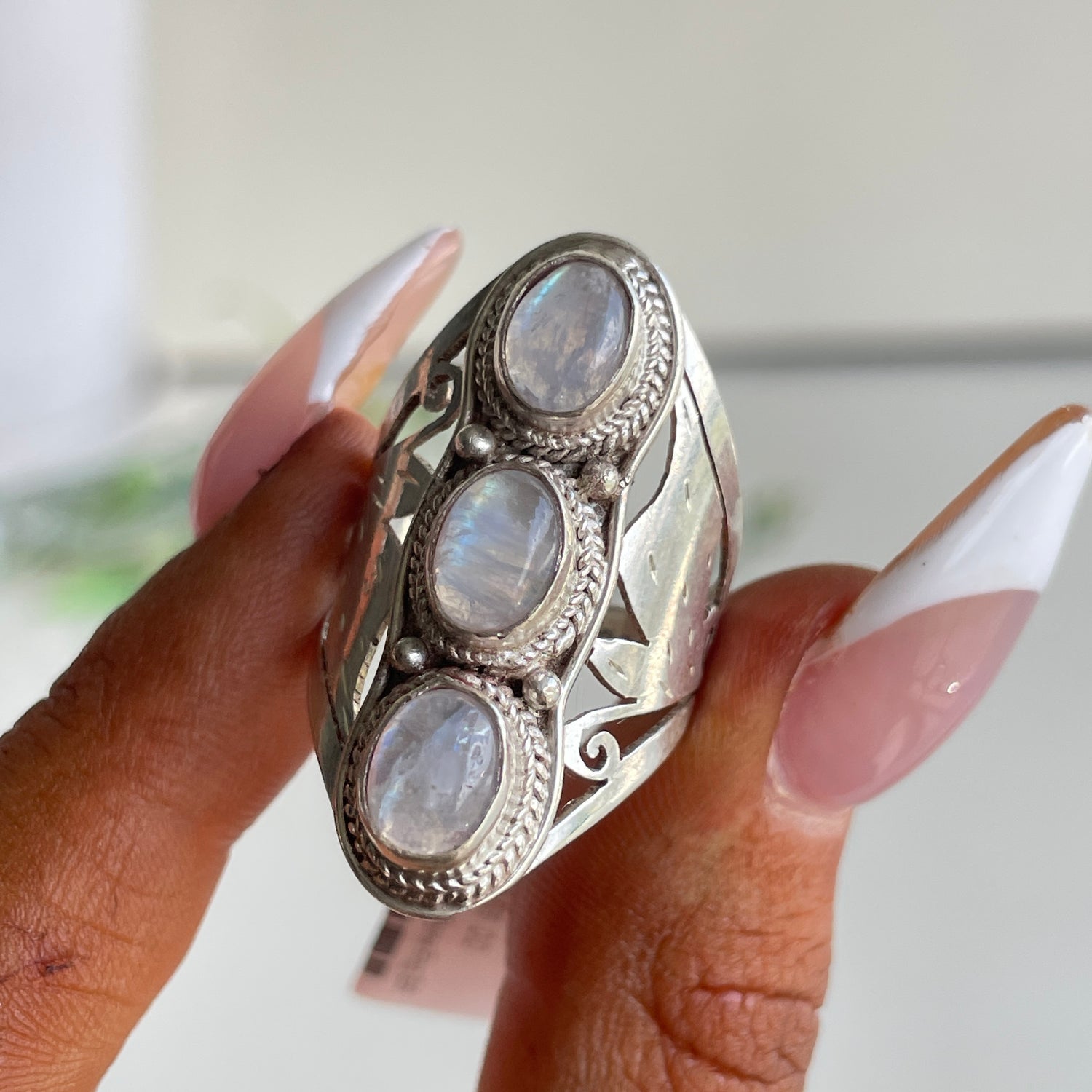 Moonstone Triple Stone Ring Sz8