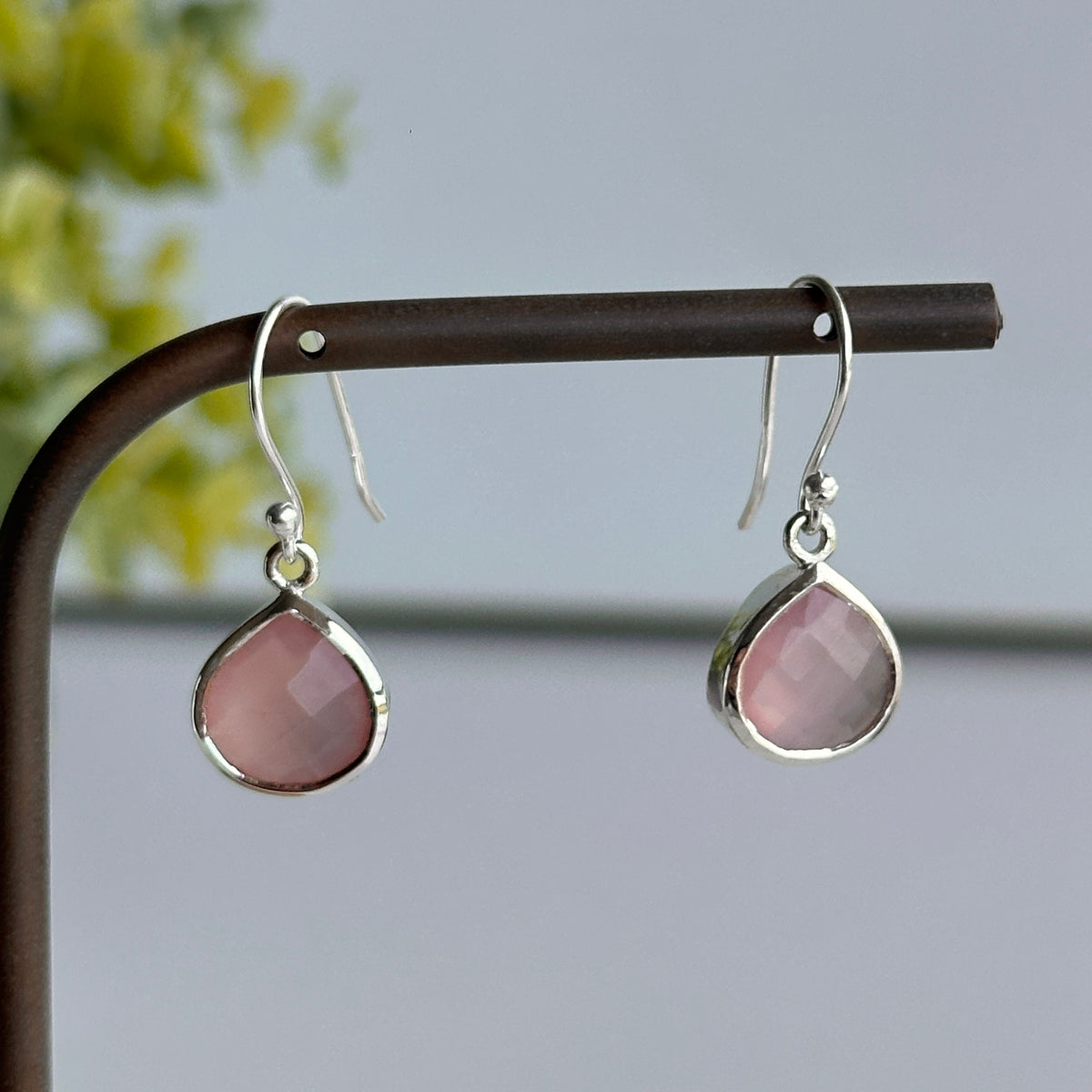 Pink Chalcedony Teardrop Earrings