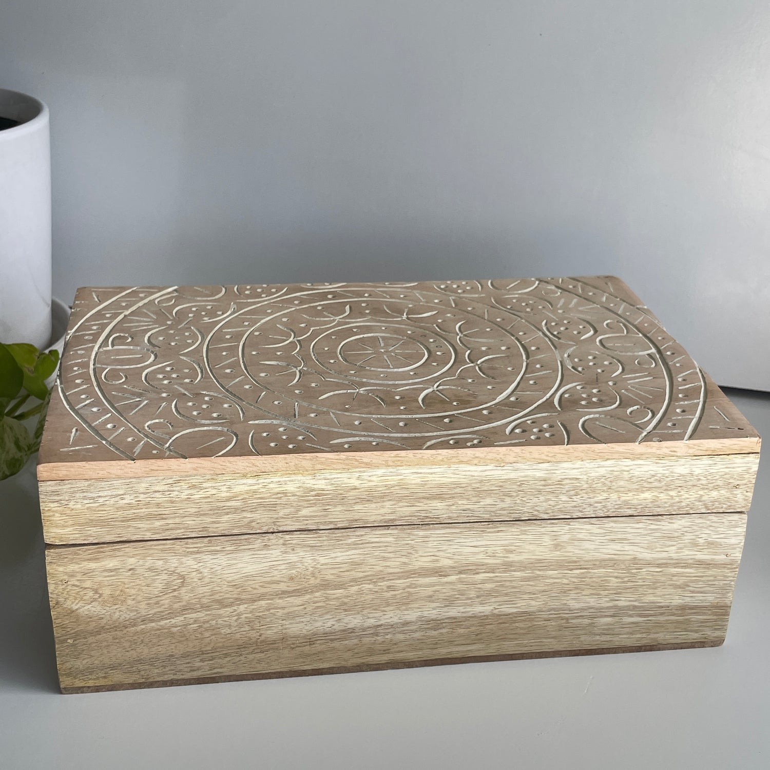 Carved Floral Wooden Box ST0083