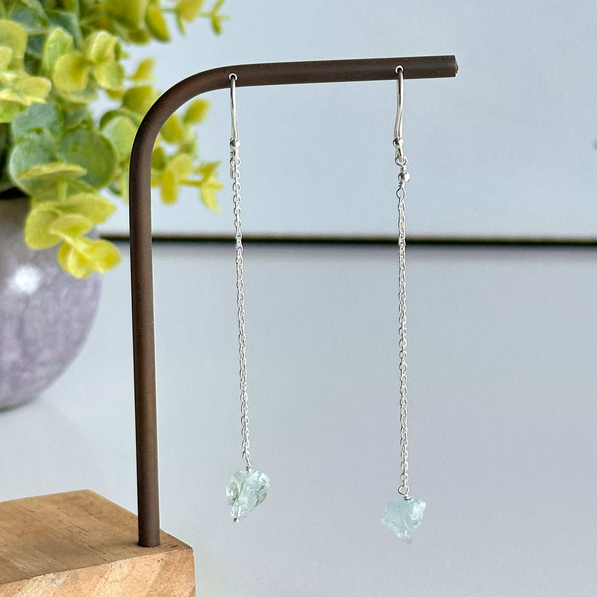 Aquamarine Rough Dangle Earrings