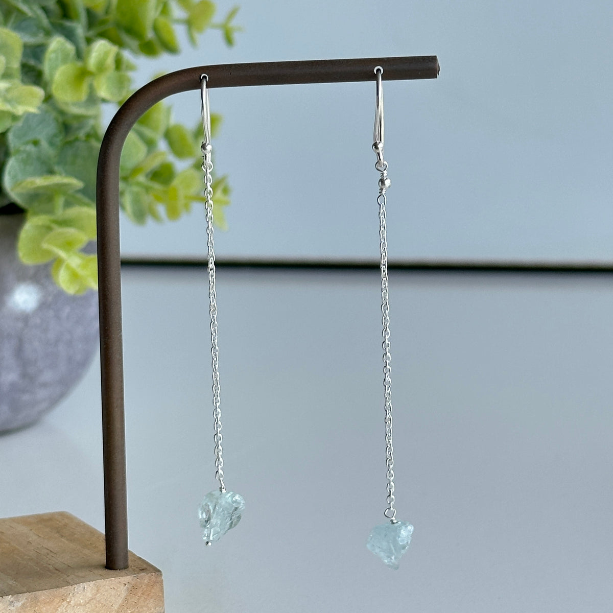 Aquamarine Rough Dangle Earrings