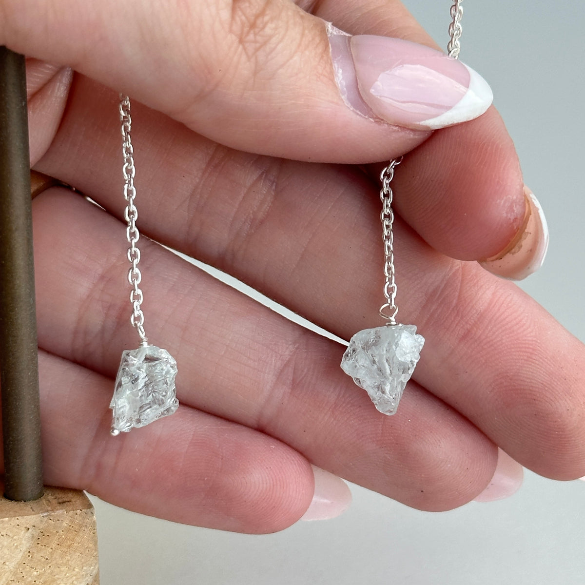 Aquamarine Rough Dangle Earrings