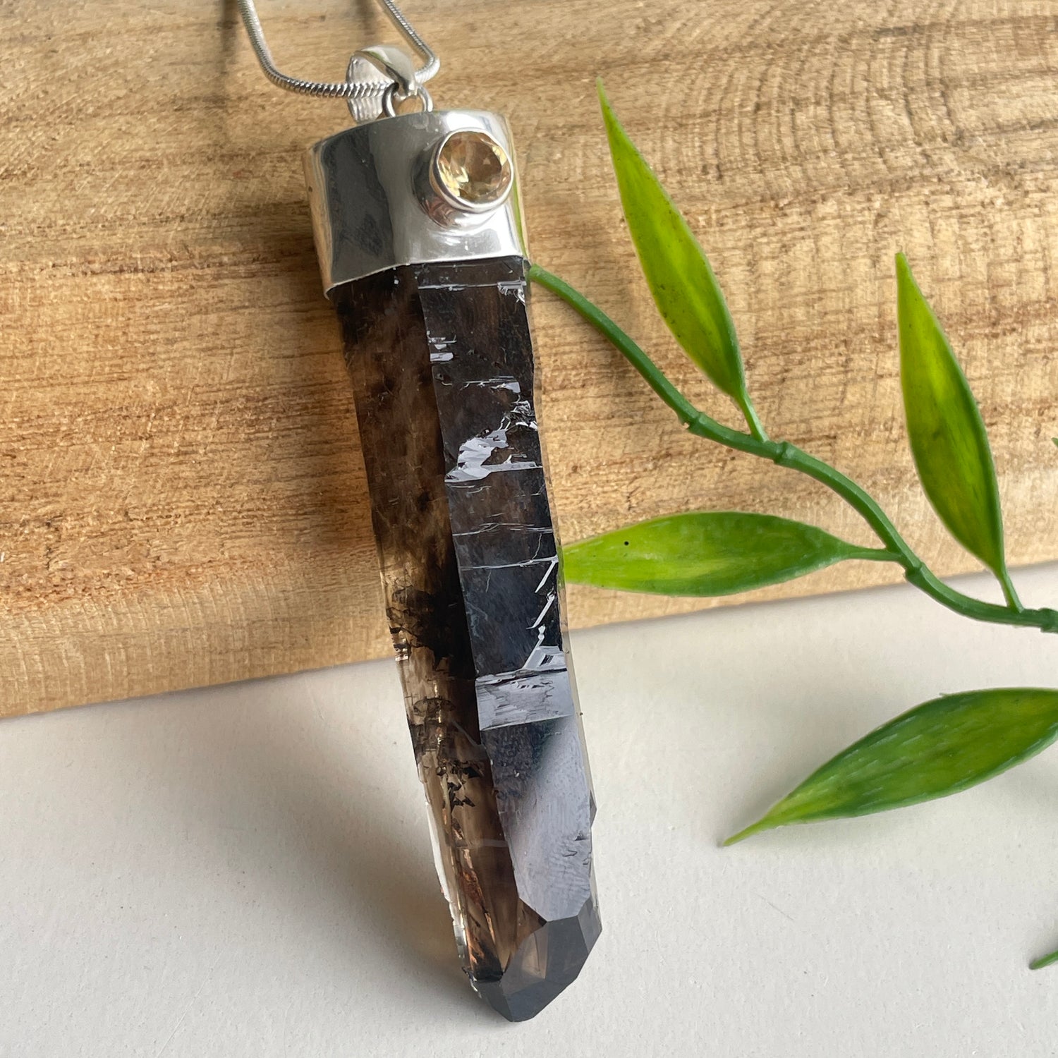 Namibian Smoky Quartz Pendant With Citrine