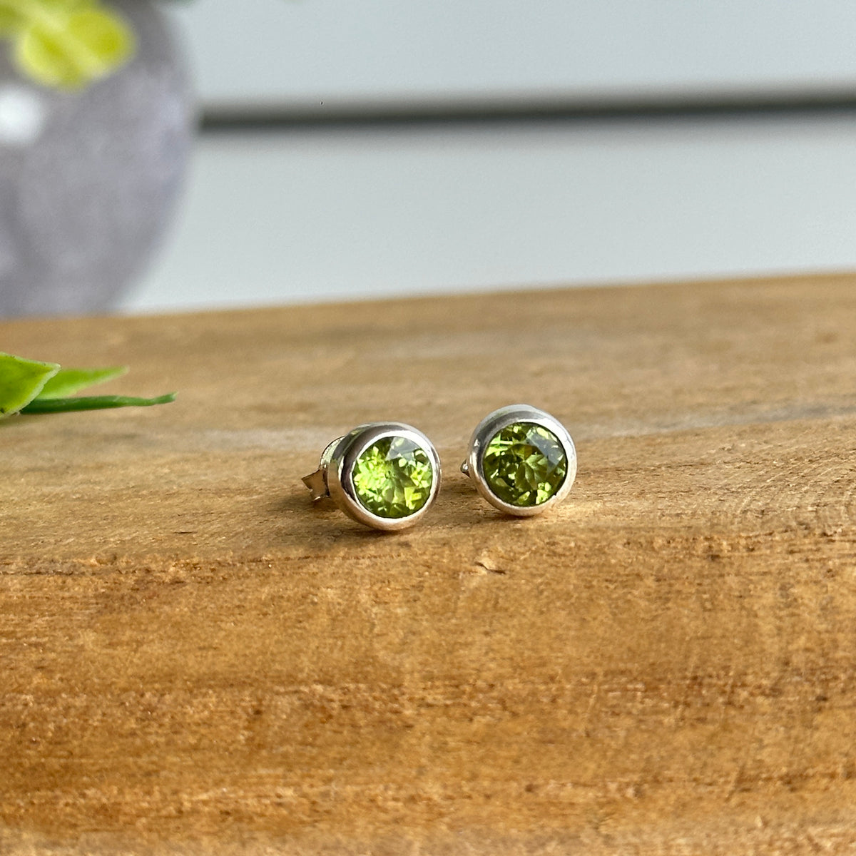 Peridot Round Stud Earrings