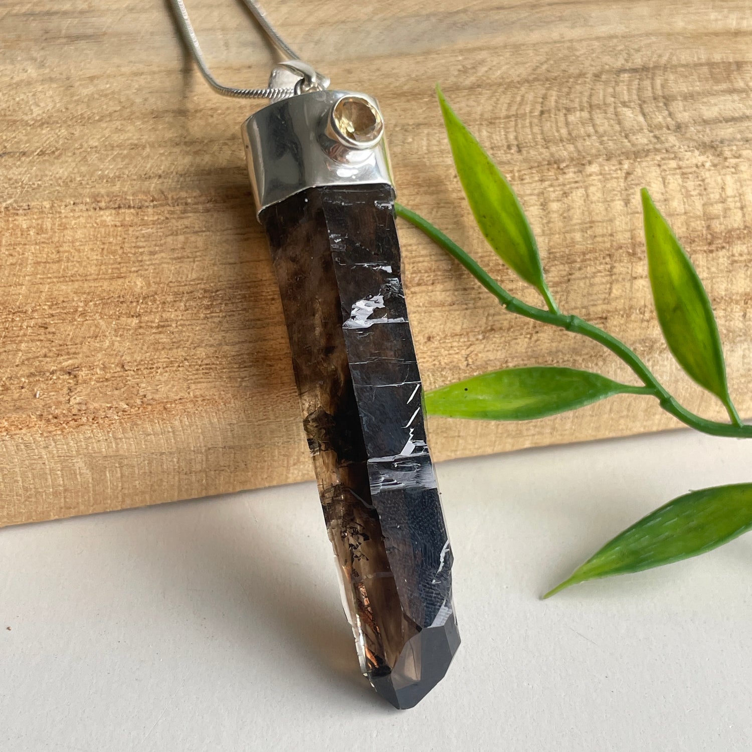 Namibian Smoky Quartz Pendant With Citrine