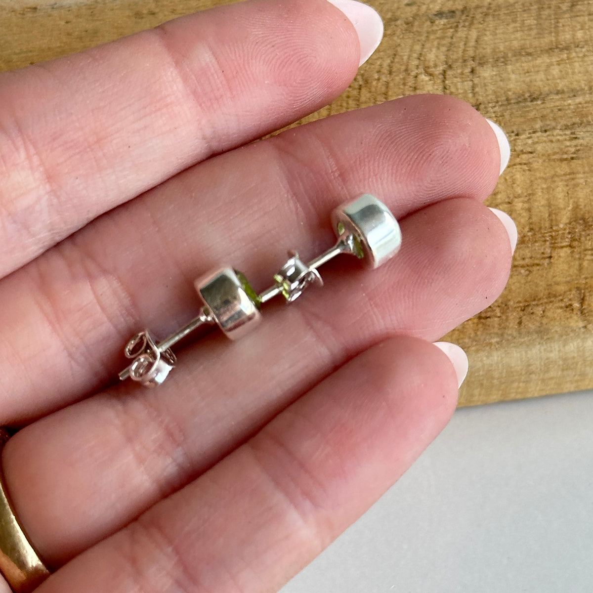 Peridot Round Stud Earrings
