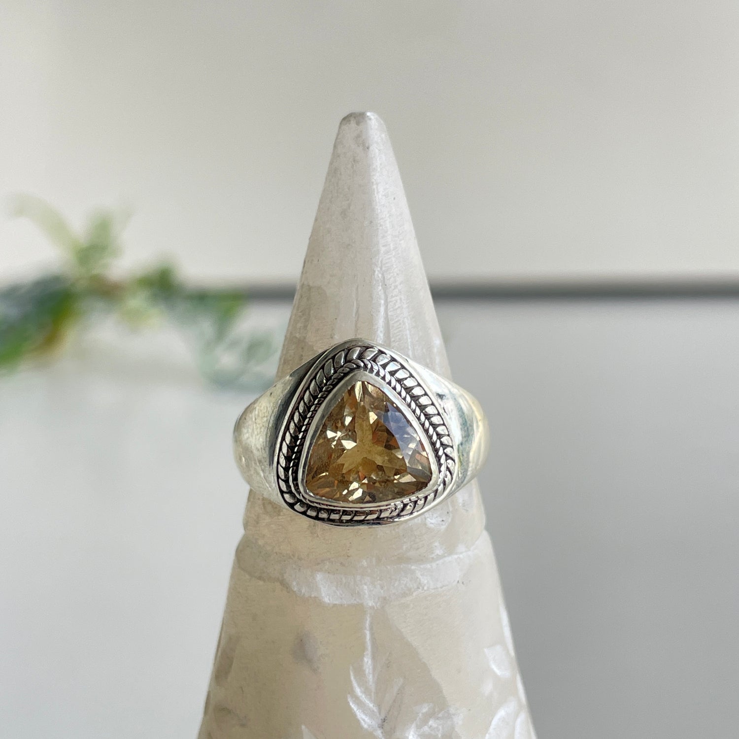 Citrine Triangle Ring Sz8.5